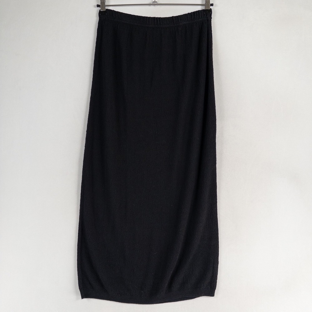 Vintage Stephanie Schuster Maxi Skirt Womens Large Black Textured Knit Modest